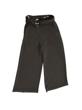 Zimmermann Black Wide-Leg Pants With Bamboo Belt, Size 1